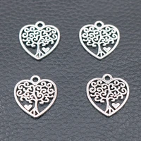 20pcs silver plated tree of life hearts styling pendant retro bracelets metal accessories diy charms jewelry crafts making p565