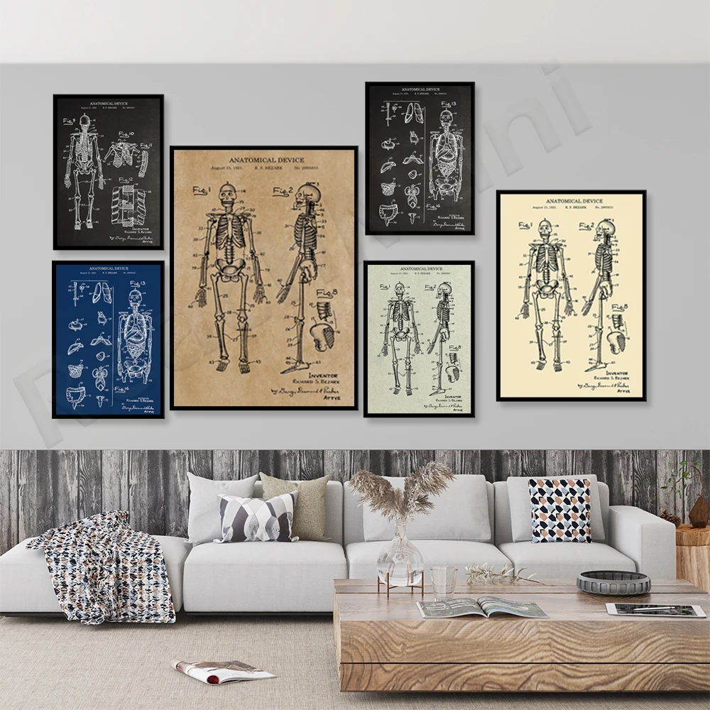 

Anatomical art patent prints, patent groups, human organs, anatomical skeletons, blueprint posters, medical art doctor’s office