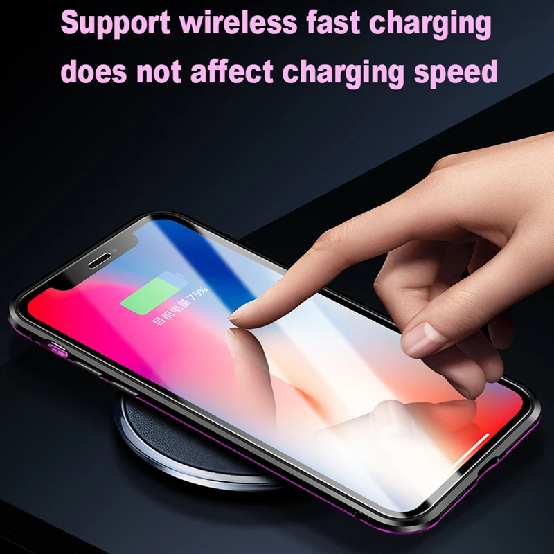 Двойной чехол-книжка из закаленного стекла 360 на магните для iPhone 11 Pro Max, чехол с магнитной адсорбцией для iPhone XR XS MAX 8 Plus 7 Plus