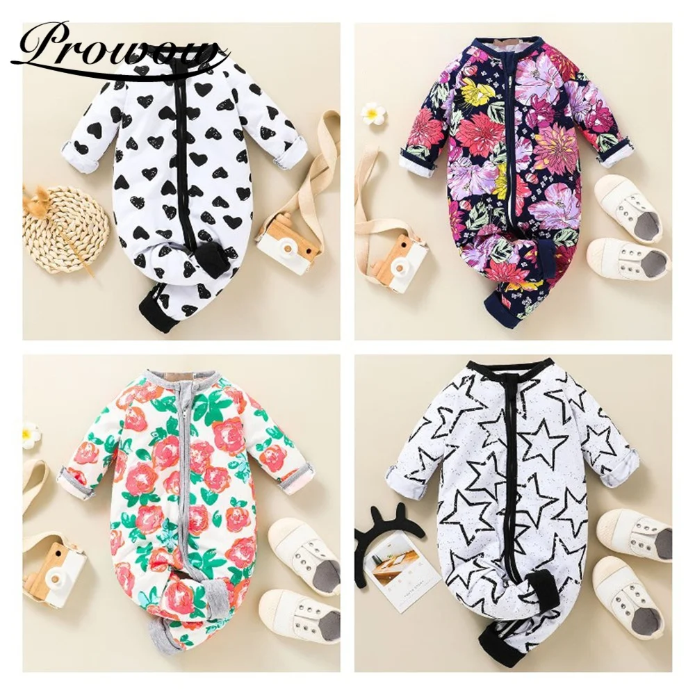 

Prowow Baby Floral Rompers Autumn Winter Kids Boys Clothing 2021 Fashion Baby Girls Clothes Zipper Jumpsuit Children's Overalls