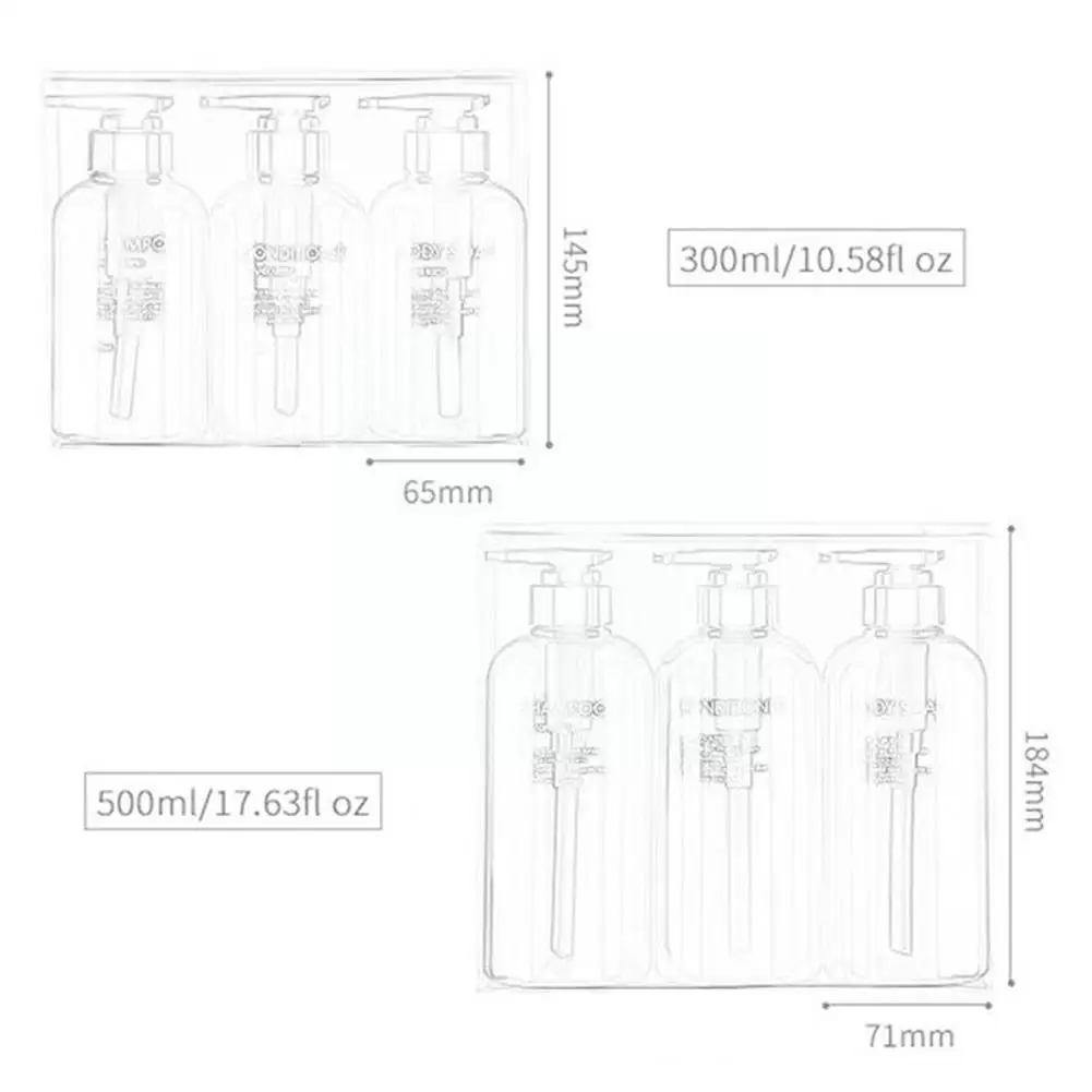 

3pcs/set Soap Dispenser Bottle Bathroom Shampoo Bottle Press Bottle Body Soap Empty Set Large-capacity Type 300ML/500ML Lot D4I5