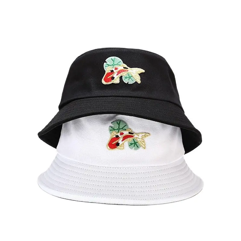 

New Creative Bucket Hat Carp Label Fisherman Hat Women's Summer Hat Outdoor Sunbathing Sun Protection Hat Foldable Unisex Panama