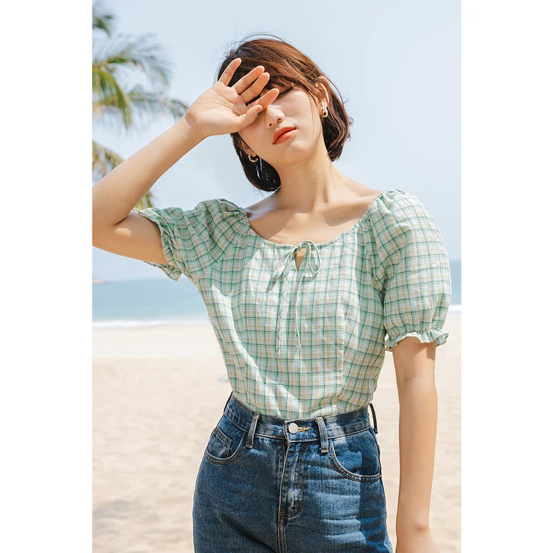 INMAN Летняя женская блузка пасторальная Милая стильная рубашка с круглым