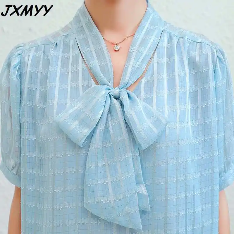 

ICCLEK Fashion chiffon women short-sleeved shirt high-end European and American style 2021 summer new style nich