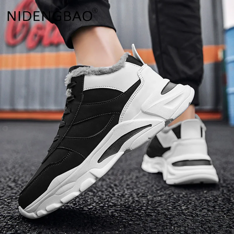 Winter Men Sneakers Warm Plush Anti Skid Outdoor Walking Running Jogging Sports Shoes Male Chunky Sneakers Tennis Trainers