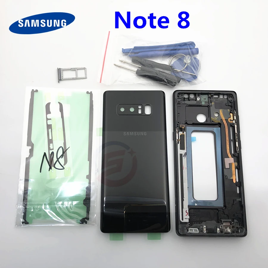 Чехол с полным корпусом для Samsung Galaxy Note 8 N950 N950F средняя рамка Задняя стеклянная