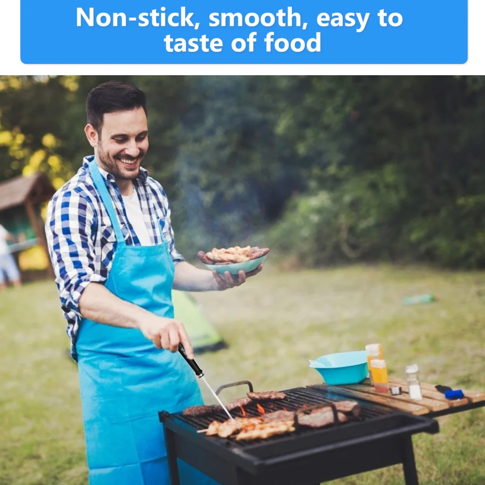 

6Pcs Grilling Reusable Kabob Sticks Durable Barbecue Skewers with Wooden Handles