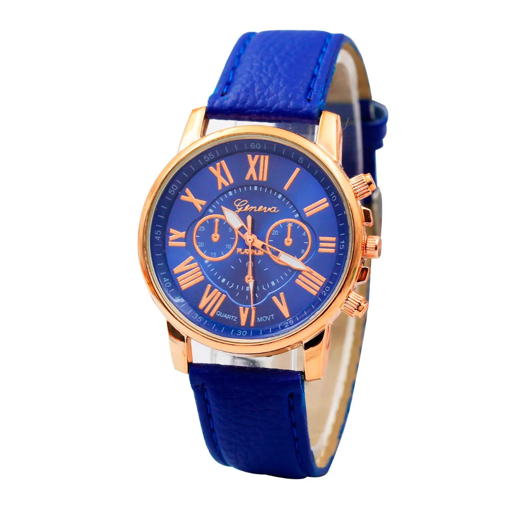 Роскошные модные повседневные Золотые женские часы браслет Женева римские цифры