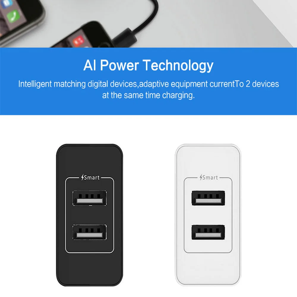 MOSUNX 3.4A 2 портовое USB настенное умное зарядное устройство штепсельная вилка США