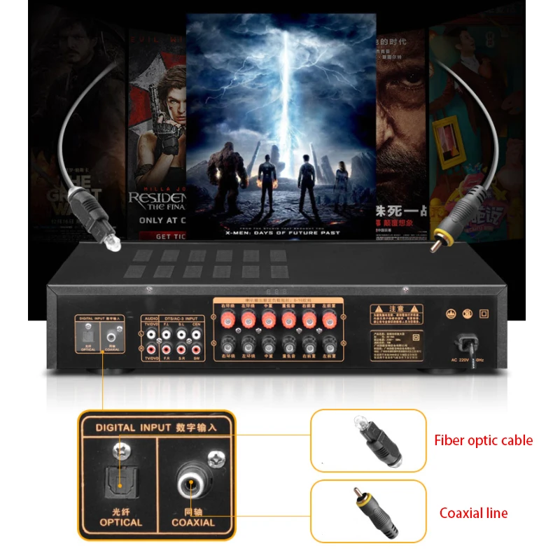 KYYSLB AV-985 650 Вт 220 В 5,1 канал 4,0 Bluetooth усилитель для домашнего кинотеатра аудио высокой мощности Fever Ktv усилитель караоке с USB