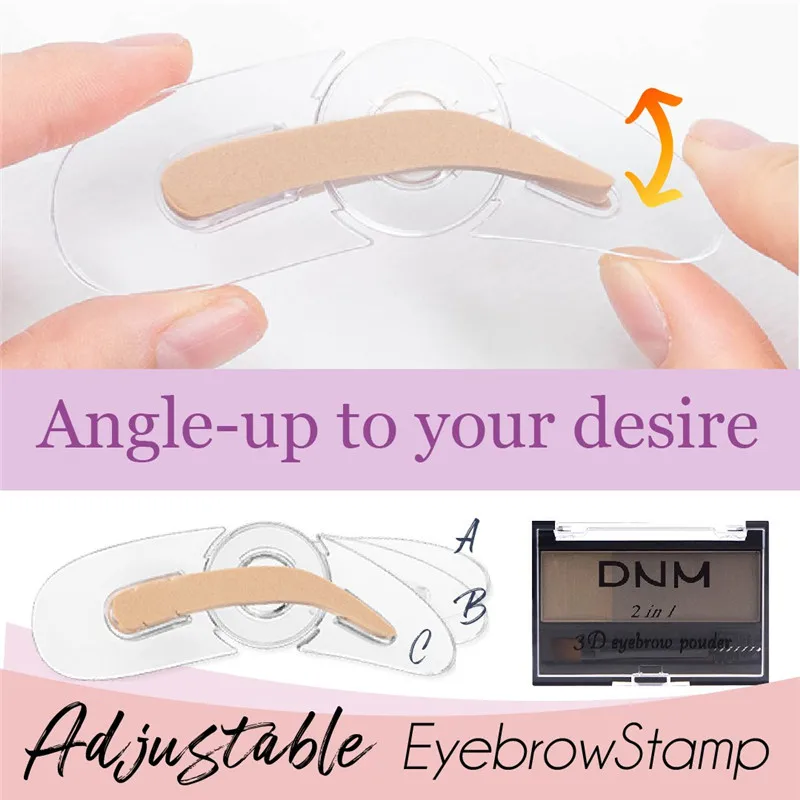 Регулируемый идеальный штамп для бровей с двухцветной палитрой для теней, создающий уплотнение бровей.