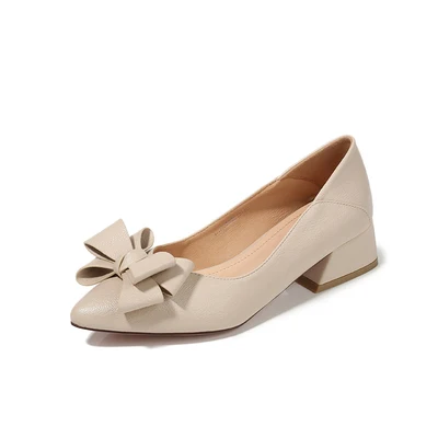 beige 2 Популярная элегантная женская обувь новые офисные туфли из мягкой кожи черные, телесные, абрикосовые туфли на квадратном каблуке 4 см женские демисезонные туфли-лодочки - Цвет: beige 2