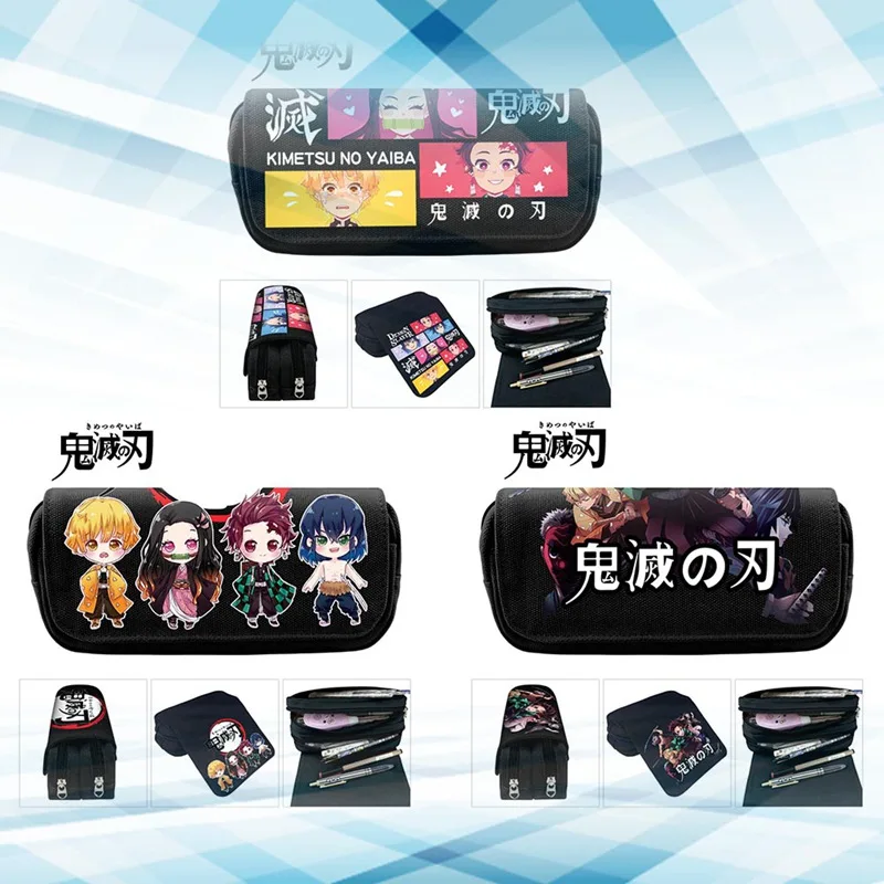 

Anime Demon Slayer: Kimetsu no Yaiba PU Leather Pencil Pouch Agatsuma Zenitsu Cartoon Character Cosmetic Bag for Gift