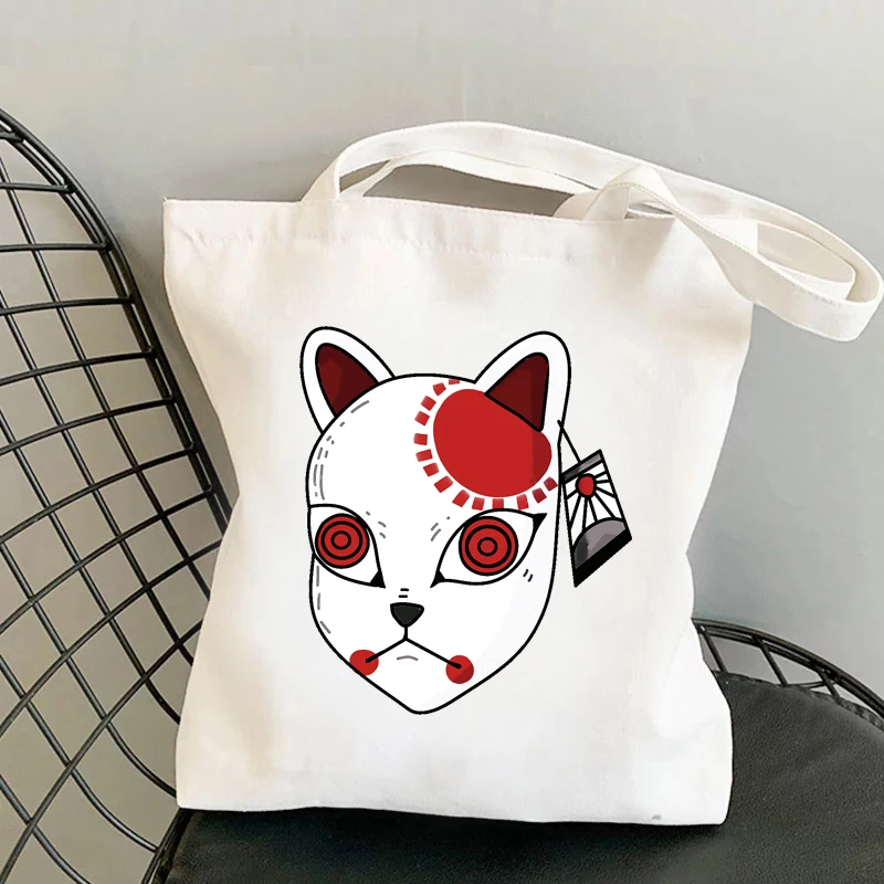 

Manga Shopping Bag Kyojuro Rengoku Demon Slayer Kimetsu No Yaiba Tanjiro Mask Tote Bag Foldable Shopper Bag Student Shoulder Bag