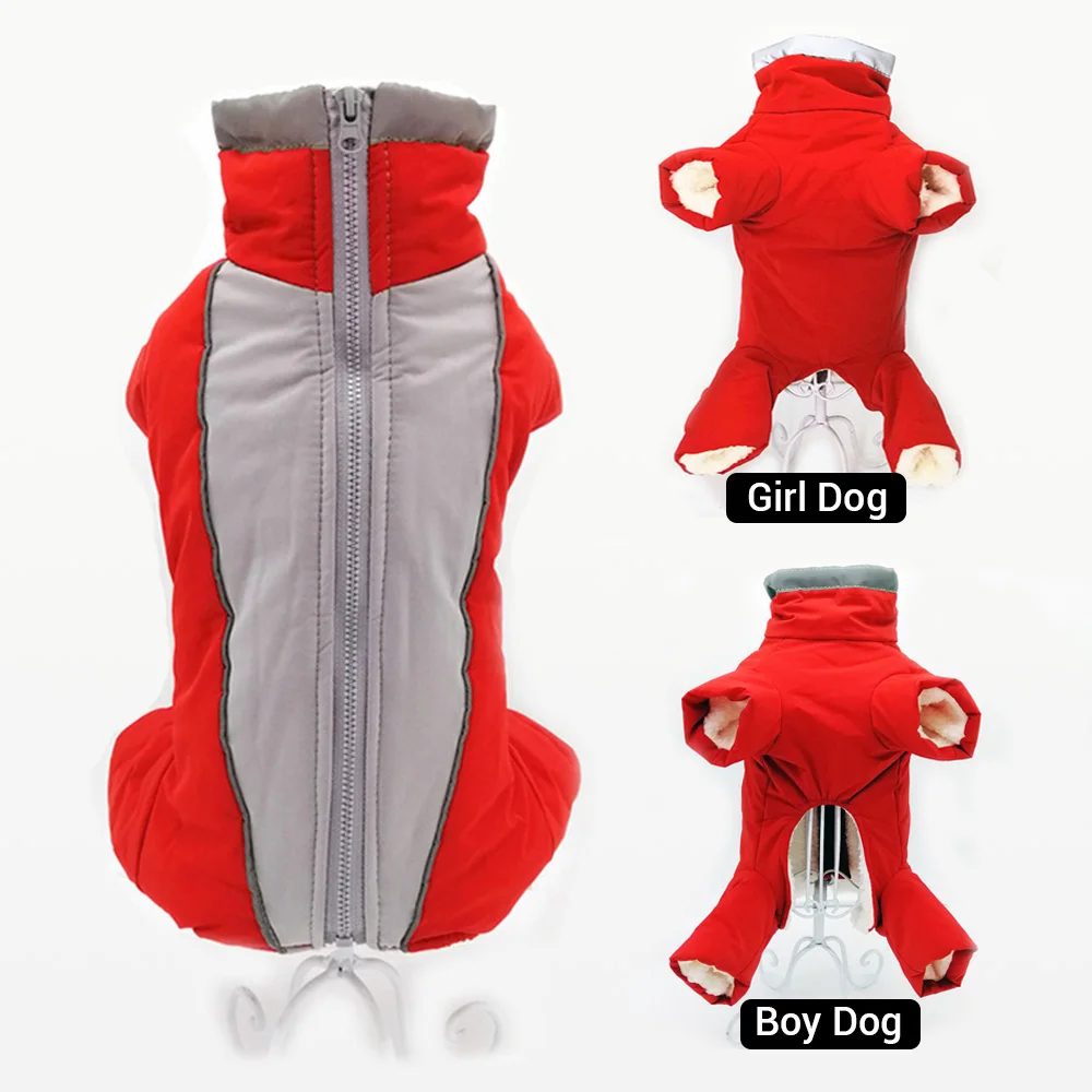 

Winter Overalls for Dogs Warm Waterproof Pet Jumpsuit Trousers Male/ Female Dog Reflective Small Dog Clothes Puppy Down Jacket