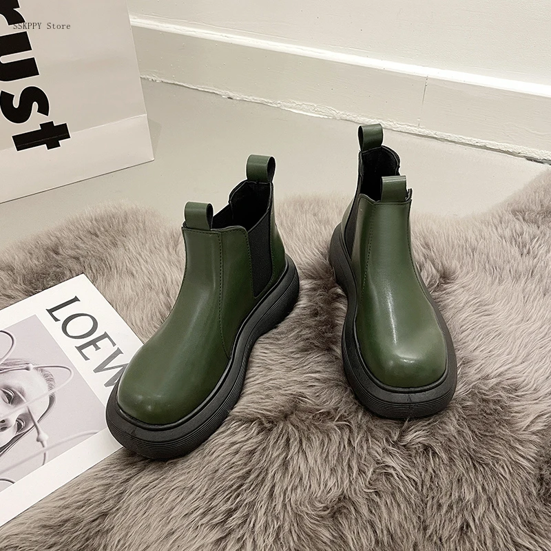 

Короткие женские ботинки, Новинка весна-осень 2022, модные Универсальные ботинки челси на толстой подошве, удобные женские ботинки