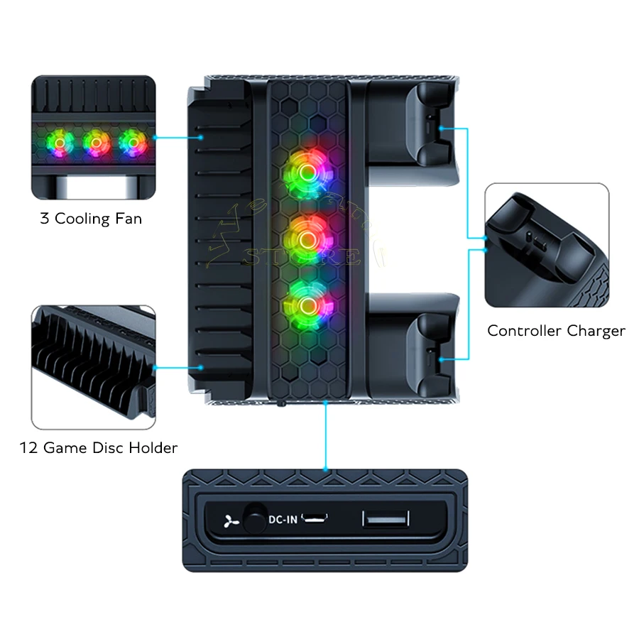 PS4 Slim PRO консоль охлаждающий вентилятор подставка PS 4 джойстик зарядная станция