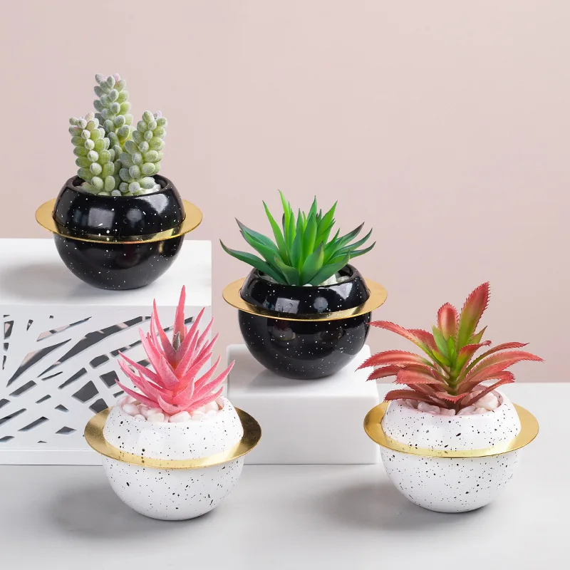 

Mini Colorful Succulents Potted Garden Flower Pot Desktop Home Office Decoration Imitation Plants Simulation Jewelry Decoration