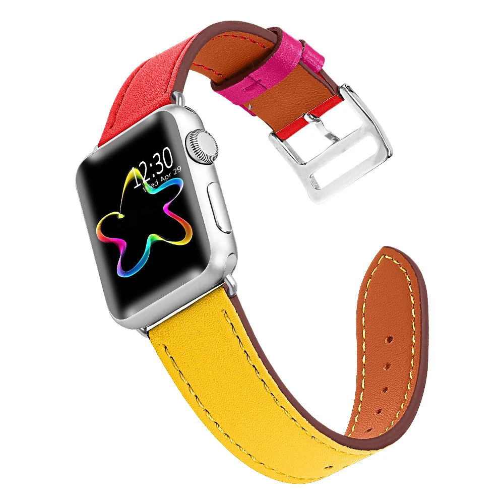 Joyozy Модный Цветной ремешок для умных часов apple watch 38 мм 40 мм 42 мм 44 мм кожаный ремешок для apple series 1/2/3/4/5