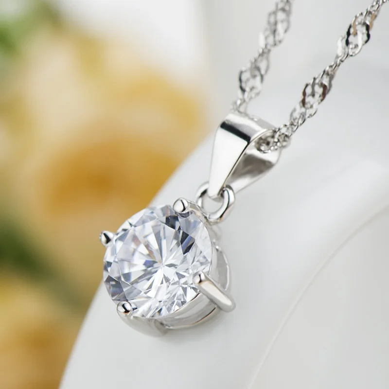 Ожерелье из стерлингового серебра с подвеской в форме ключицы циркон 4 зубца