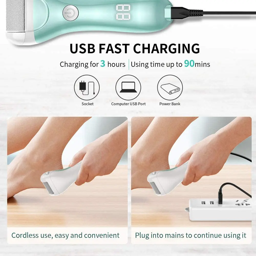 

Hot sale Charged Electric Foot File for Heels Grinding Pedicure Tools Professional Foot Care Tool Dead Hard Skin Callus Remover
