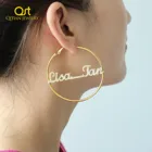 Пользовательские цепи из нержавеющей стали ювелирные изделия ручной работы с именем большие серьги-кольца для женщин в стиле хип-хоп, Brincos, можно носить с нержавеющая сталь большой виде незаполненного круга Bijoux (украшения своими руками)