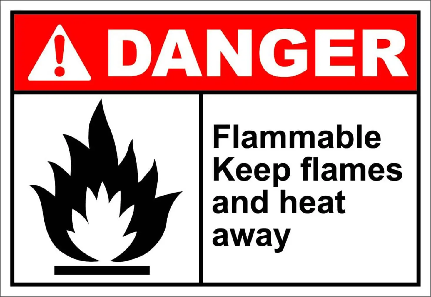 

Flammable Keep Flames and Heat Away Danger OSHA/ANSI Label Vinyl Decal Sticker Kit OSHA Safety Label Compliance Signs 8"