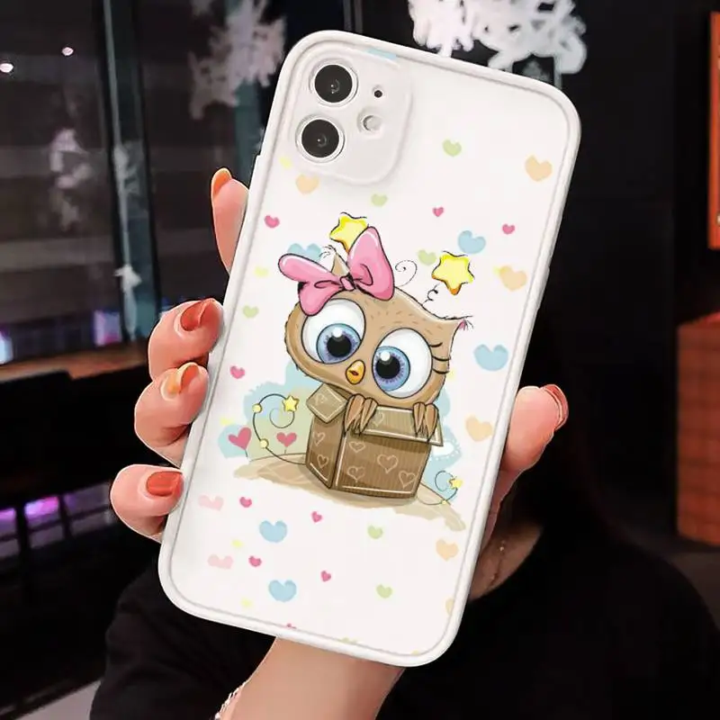 

Baby Cute Owl Phone Case Matte Transparent for iPhone 7 8 11 12 s mini pro X XS XR MAX Plus cover funda