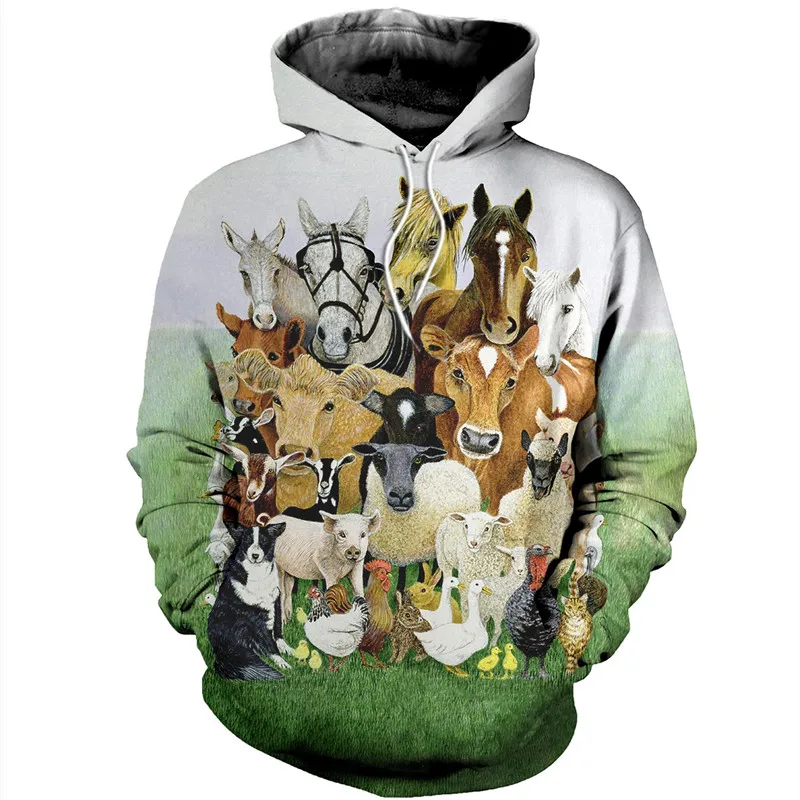 

3D printing farm animal zipper Sweatshirt fashion casual Street hip hop Hoodie