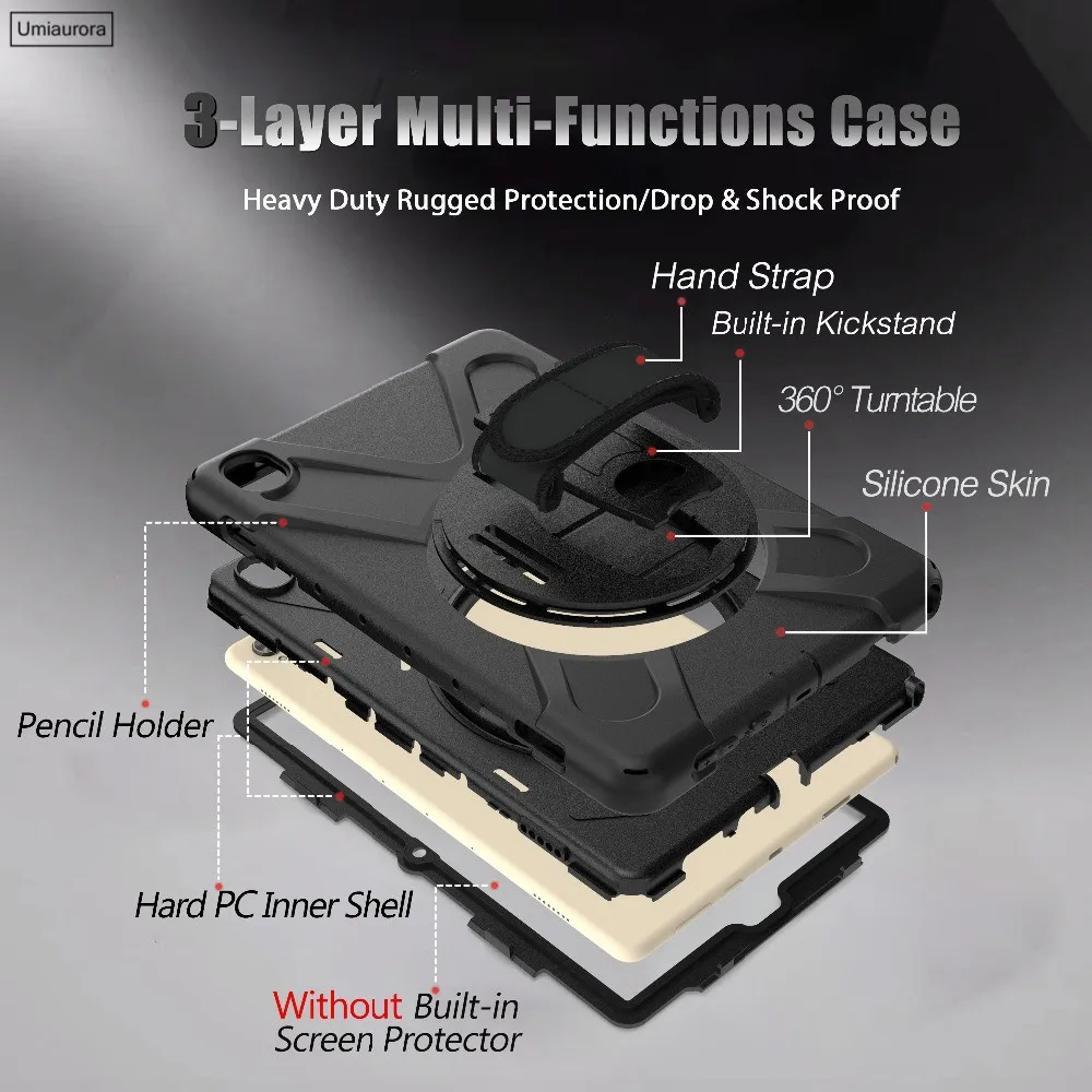 for huawei mediapad m5 m6 pro 10 8 heavy duty rugged shockproof case 360 rotate kickstand hand strap for huawei matepad 10 8 free global shipping