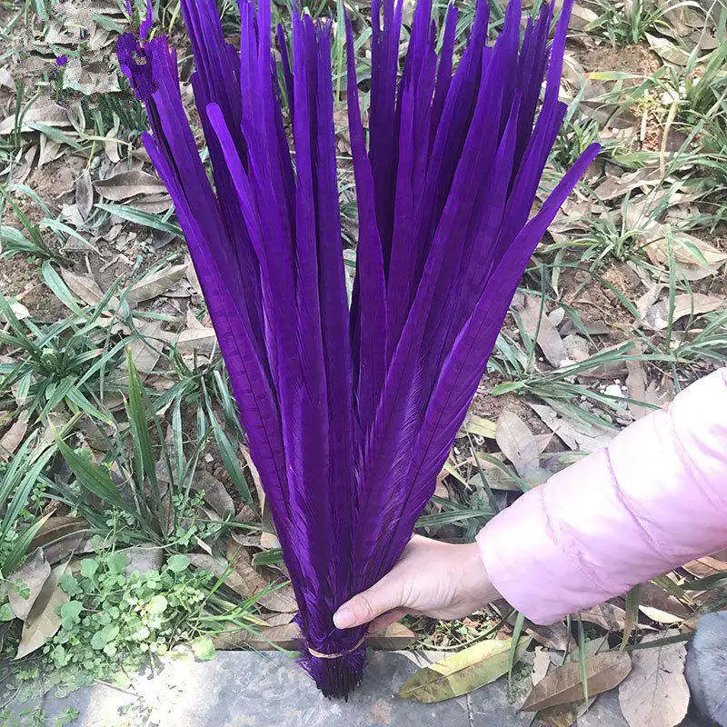 Purple 100 шт натуральные перья из хвоста фазана 16-18 дюймов 40-45 см Высокое качество DIY Ювелирные изделия Свадебные украшения перо фазана - Цвет: Purple
