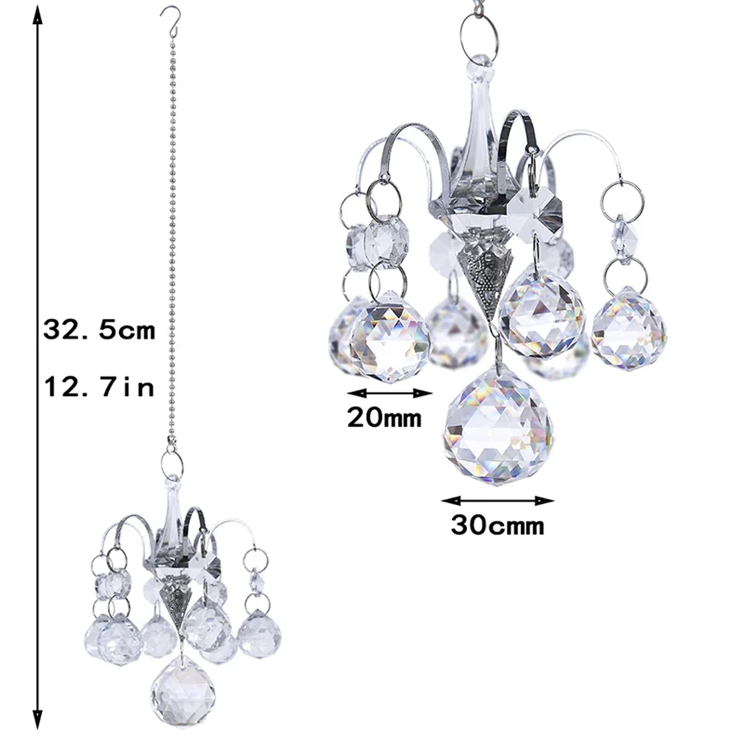 

1pc Crystal Pendant Crystal Rainbow Glass Ball Hanging Pendant Window Home Decor 32.5*7.2cm/12.7*2.8inch