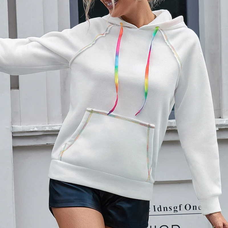 

Женская Повседневная Толстовка с длинным рукавом, однотонный легкий пуловер, топы, Свободный свитшот, осенняя одежда