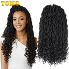 TOMO Faux Locs Curly плетеные волосы, 20inch24roots Ombre синтетические плетеные волосы для наращивания, бордовый, черный, красный, коричневый