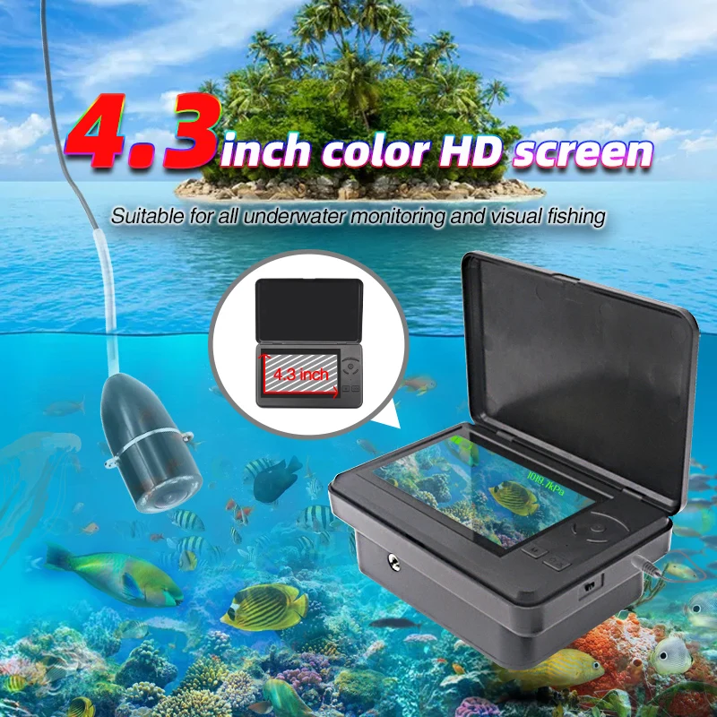 

Fish Finder Underwater Fishing Camera 4.3 Inch Screen 15M Cable 8PCS Infrared Lamp Video Record Camera For Fishing