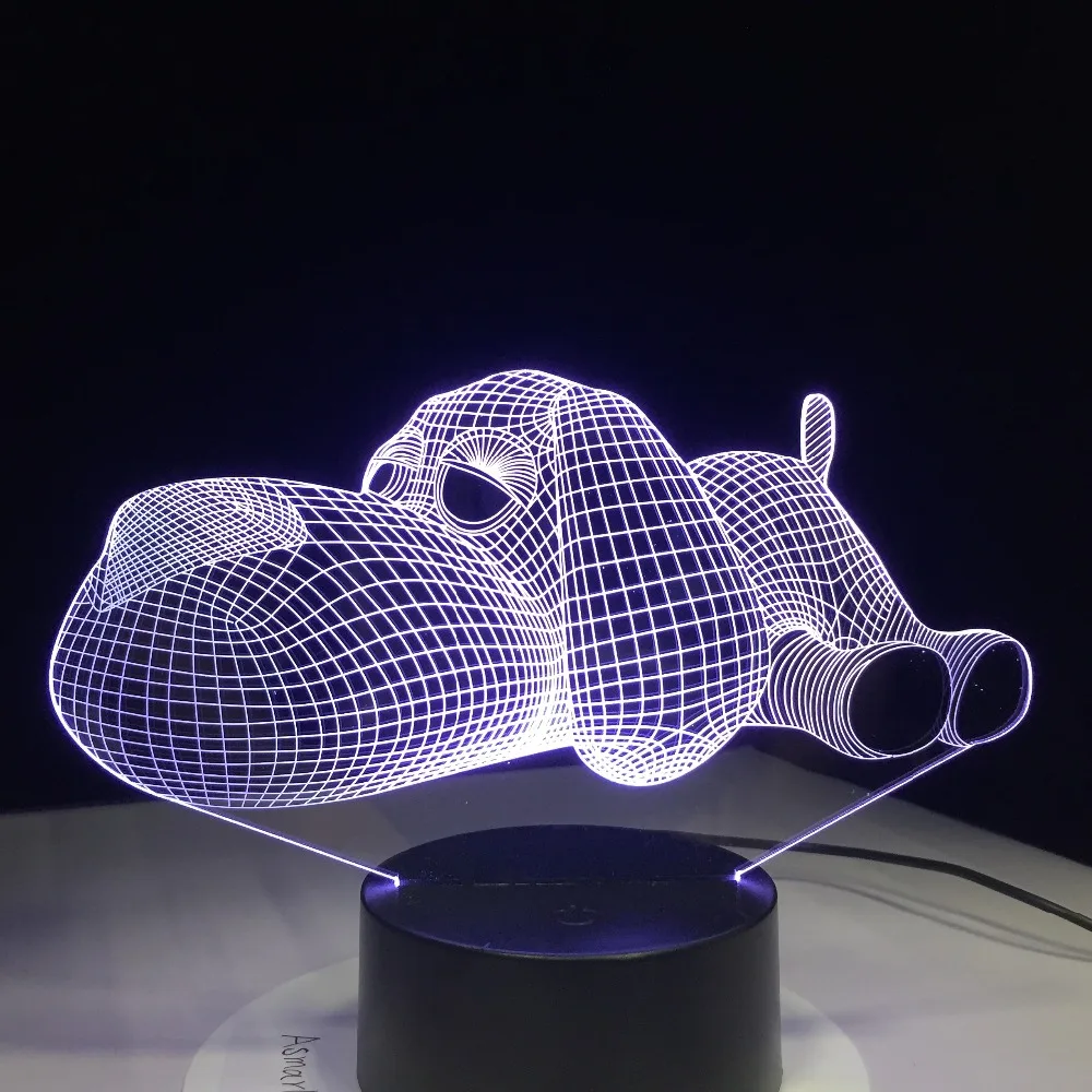 Милая собака лампа 3D Ночник детская игрушка светодиодная сенсорная настольная 7