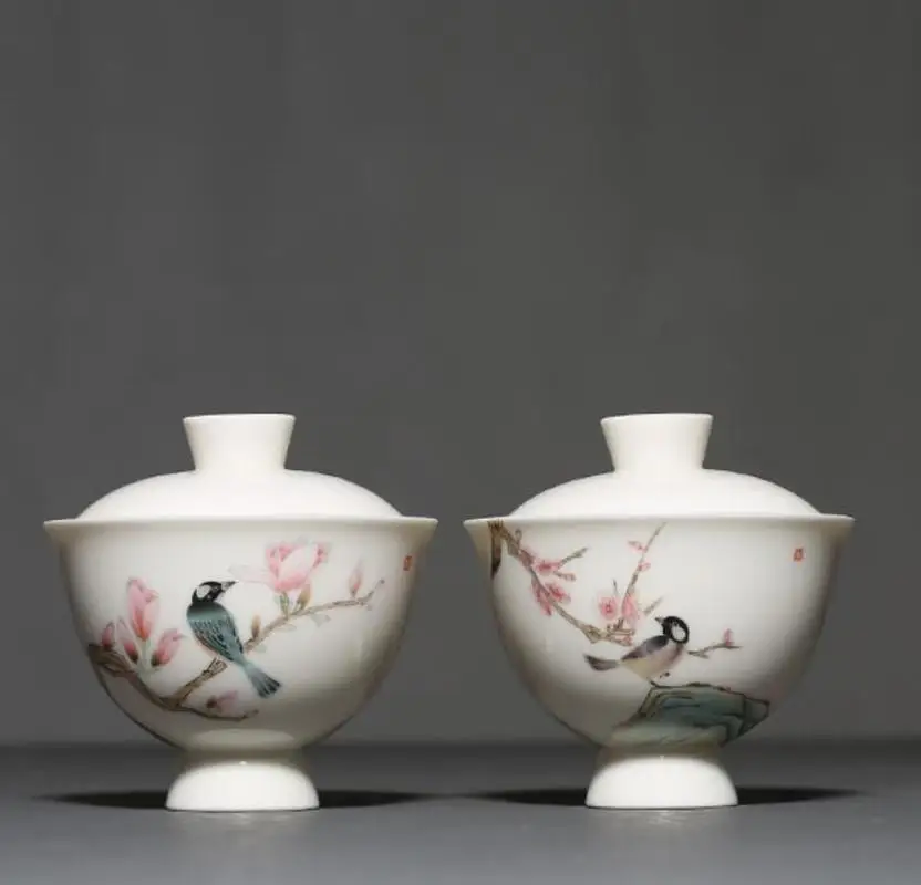 Чайный набор кунг фу из белого фарфора с ручной росписью 120 мл чайный чайная миска