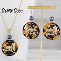 cring coco polynesian jewelry sets hawaiian trendy acrylic instrument drum pendant necklaces earrings set wholesale for women