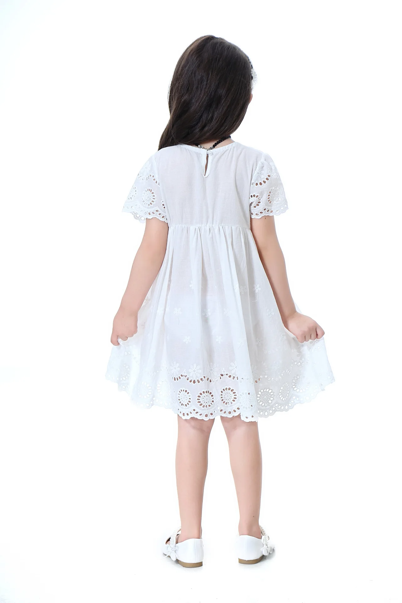 2021 Summer Girls White Cotton Dress Children Toddler Korean Baby One Piece Dresses Kids Casual Wear 3-10 Year Clothing | Детская одежда