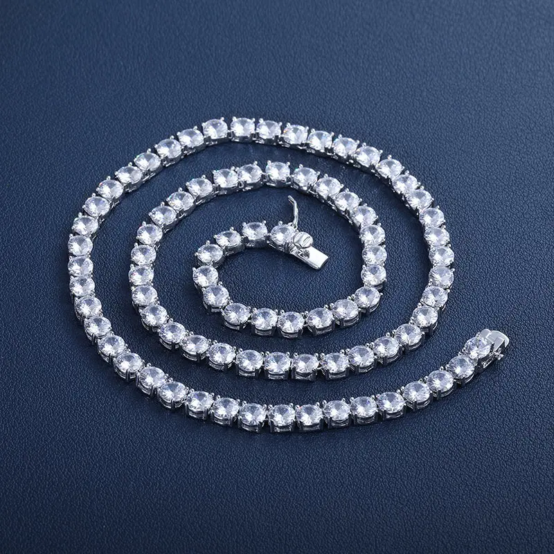 Necklace Ангел девушка серебро 18 дюймов 4 коготь 5 мм круглый Циркон теннисное ожерелье негабаритный Циркон теннисное ожерелье для женщин Подарки - Окраска металла: Necklace