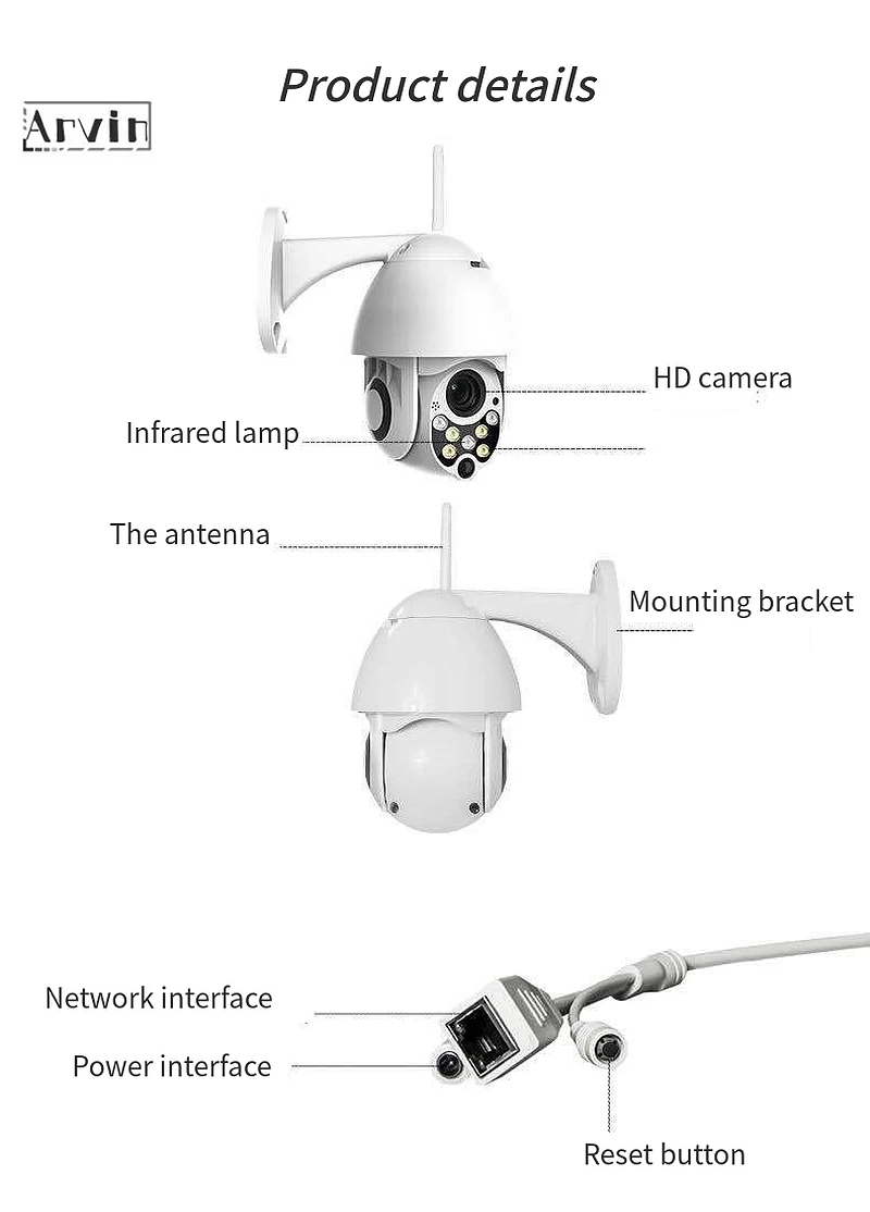 1080P PTZ IP камера наружная скорость купольная беспроводная видеокамера с Wi-Fi панорамирование наклон 4X зум ИК Сеть видеонаблюдения 720P