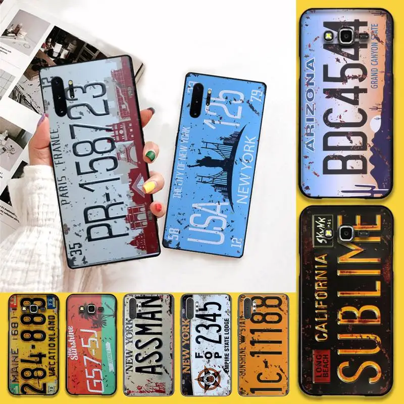 

YJZFDYRM USA NEW YORK 125 Signs Car Number Black Phone Case For Samsung Note 7 8 9 10 Lite Plus Galaxy J7 J8 J6 Plus 2018 Prime