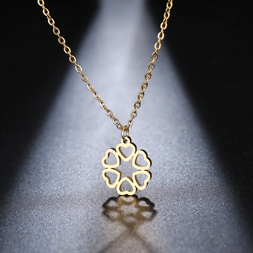 Женское колье из нержавеющей стали CACANA Золотистое Ожерелье с шестью полыми