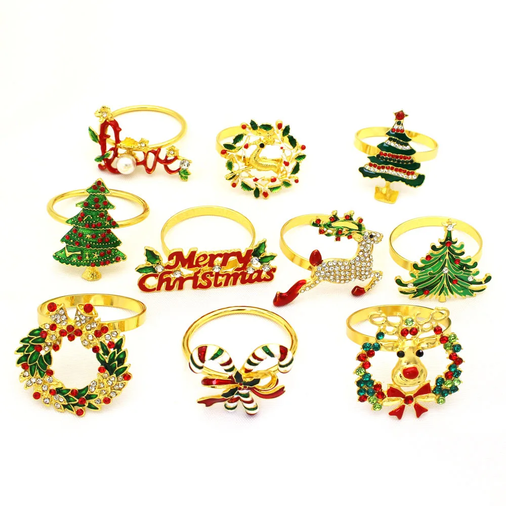 

Explosive Christmas Fawn Napkin Button Tree Elk Napkin Ring Bell Napkin Ring Metal Cloth Ring