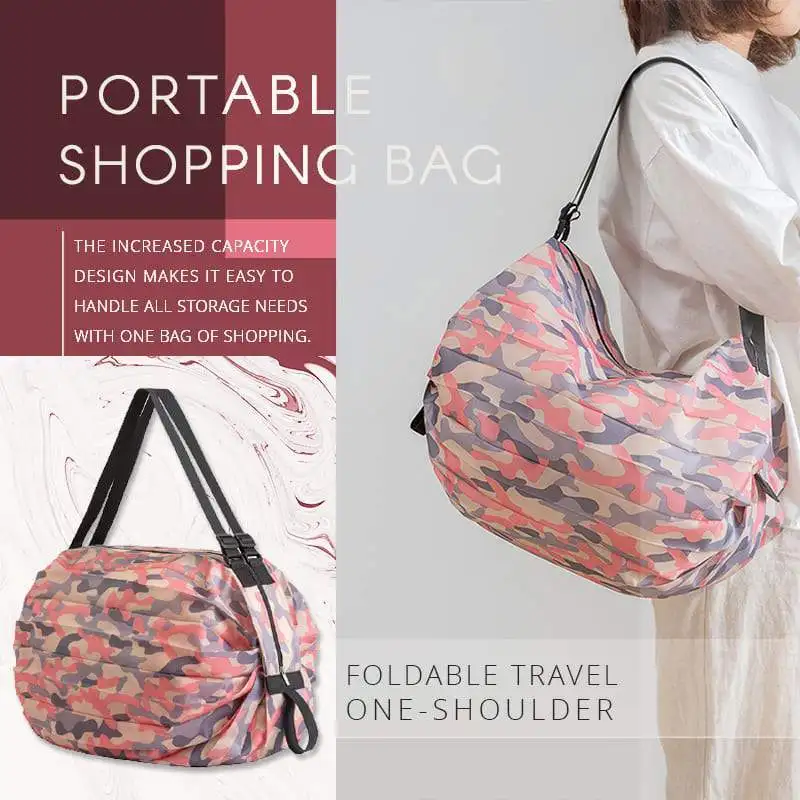 

Foldable Travel One-Shoulder Portable Shopping Bag Creative Design Portable Foldable Life Anti-Tear Thick Fashion Convenient
