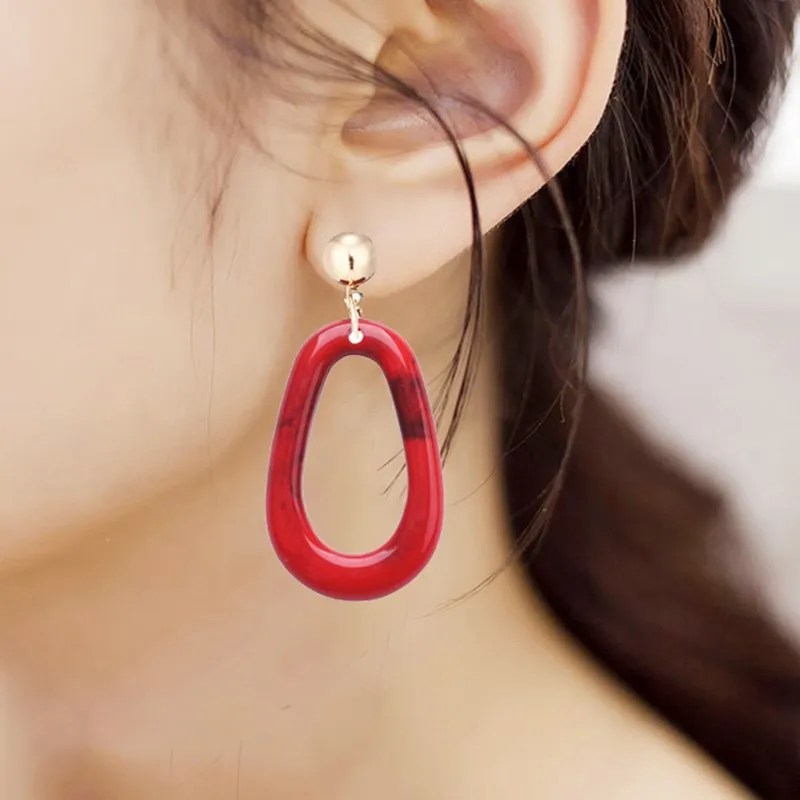 Женские акриловые серьги с принтом простые Эффектные синего красного