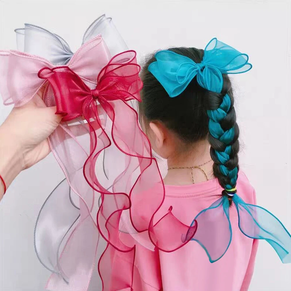 

1PC Girls Children Cute Colors Ribbon Lace Bow Ornament Hair Clips Girls Lovely Sweet Barrettes Hairpins Kids Hair Accessories