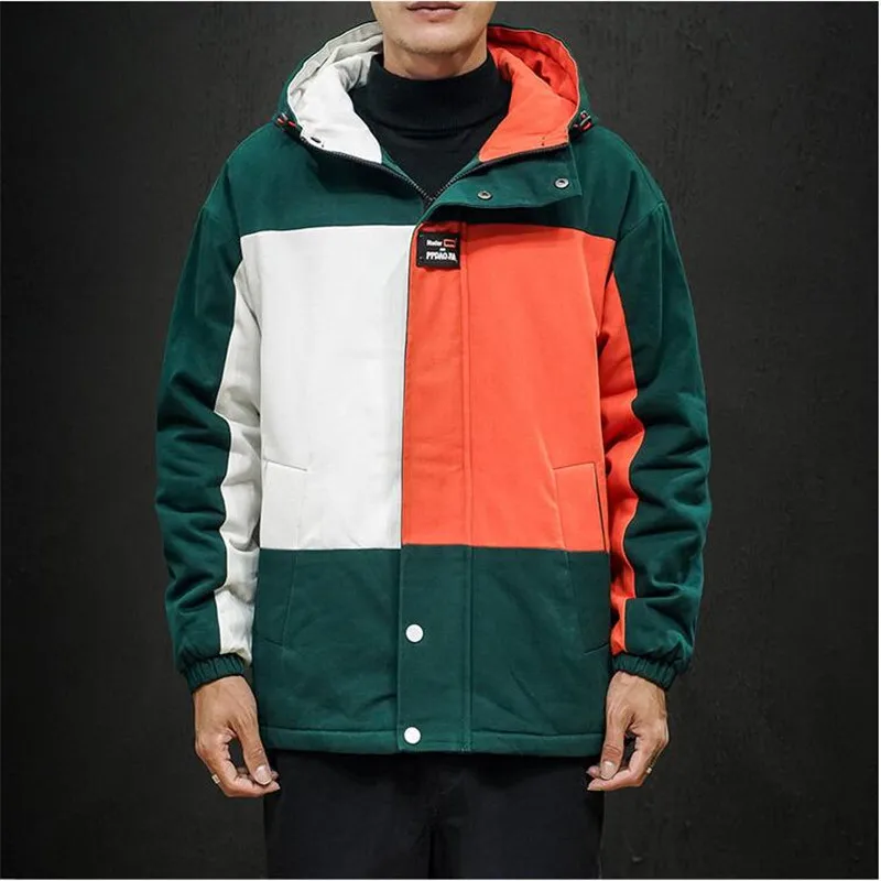 Зимнее мужское повседневное теплое пальто с капюшоном из овечьей шерсти