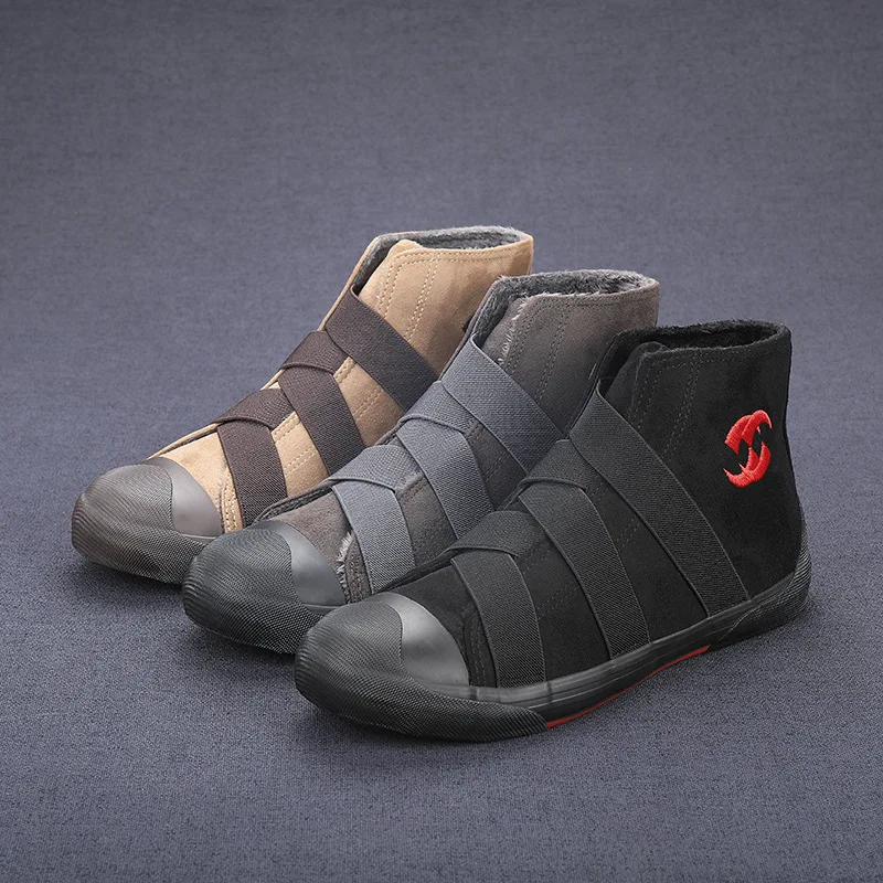 

2021 New Winter Men Canvas Cotton Casual Shoes High Top Warm Daily Men Sneakers All Match Durable Men Walking Footwear