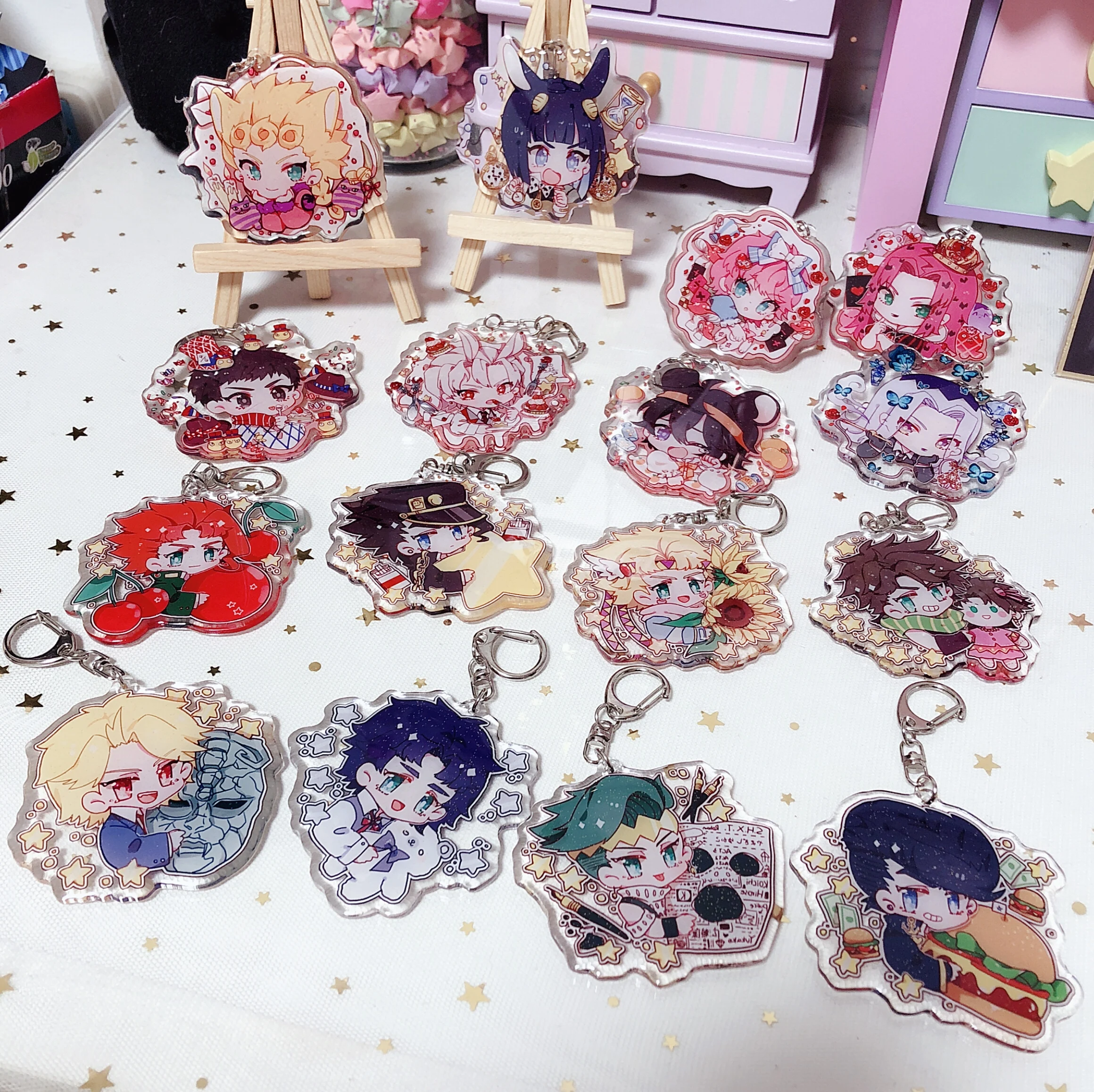 JOJO невероятное приключение Золотой ветер Bucciarati Kujo JotaroHigashikata Josuke фигурка Косплей акриловый брелок Подвеска для ключей